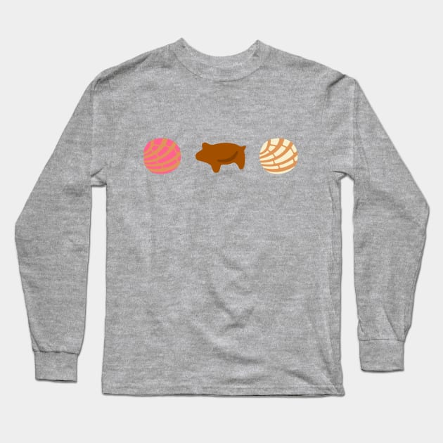 Mexican conchas and cochinito pan dulce design Long Sleeve T-Shirt by kuallidesigns